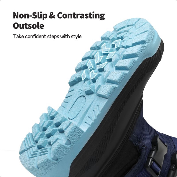 Boys' Hook-And-Loop Non-Slip Snow Boots - DARK BLUE-LIGHT BLUE - 2
